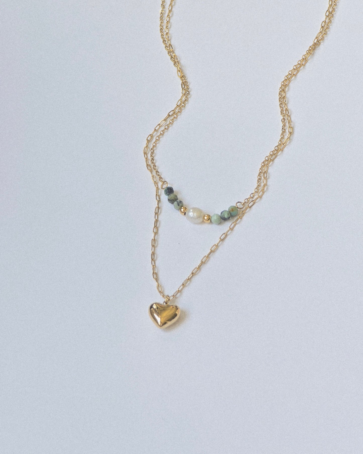 Collar doble piedra/ corazon