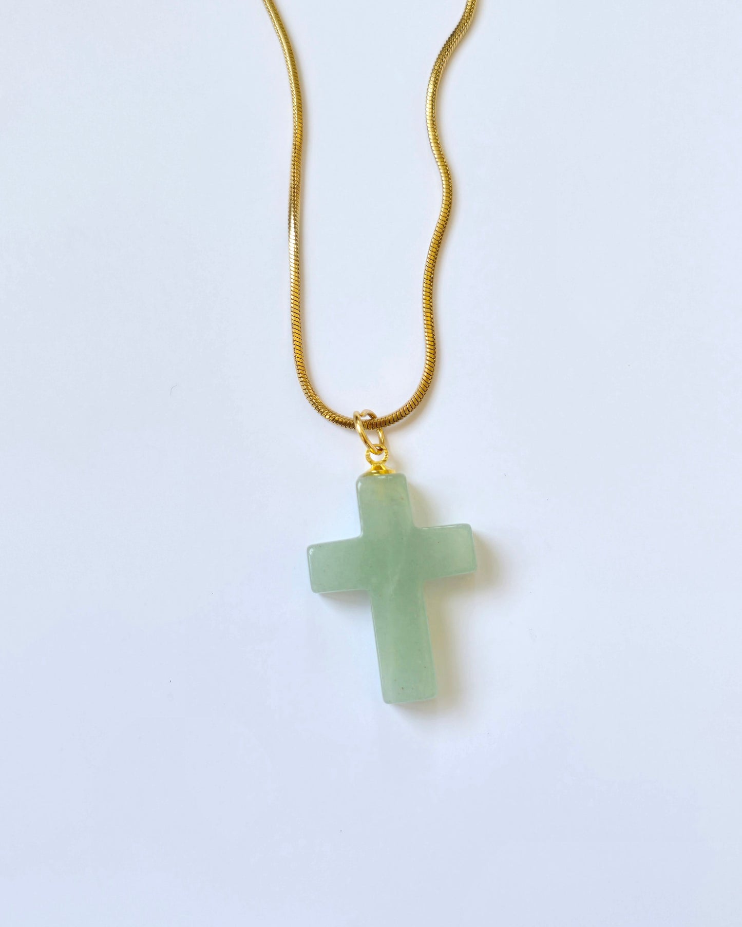Collar cruz cuarzo verde
