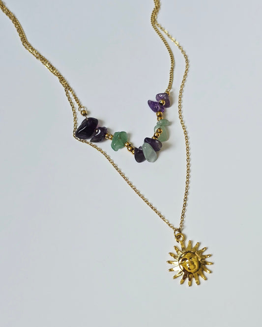 Collar doble Sol / Amatista
