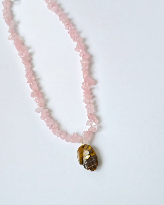 Collar hamsa  ojo de tigre
