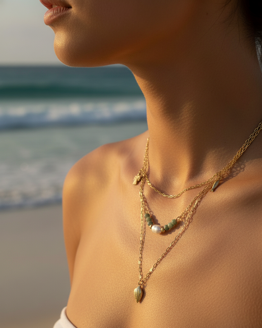 Collar doble Perla / Tortuga